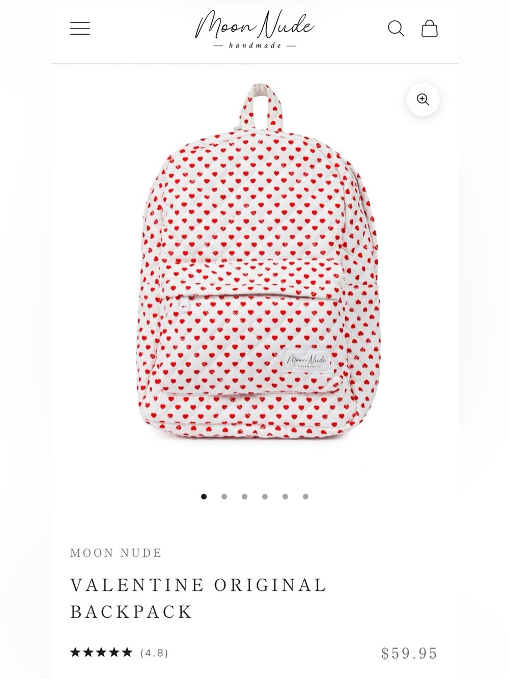 Moon Nude Valentine Original Backpack(flaw? See photo and details)